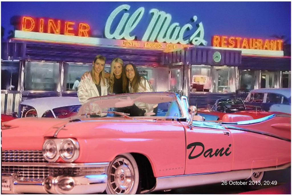 Green screen pink ladies, diner