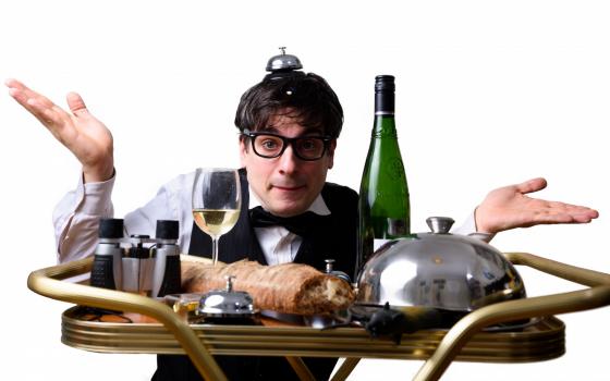 - Comedy waiter Silver service