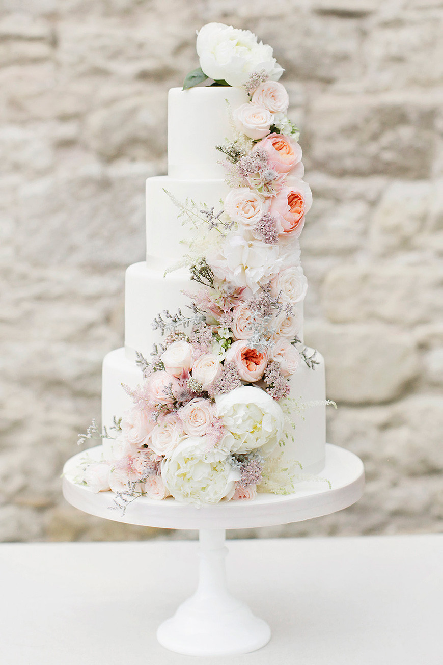 Delicate White And Green Wedding Cake