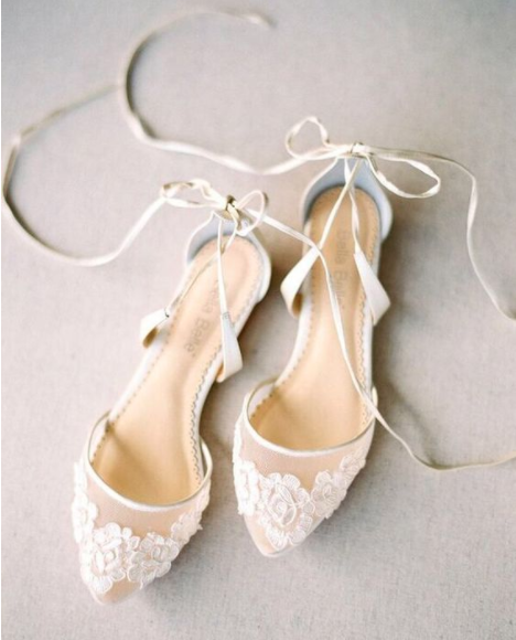 Pretty flat hot sale wedding shoes