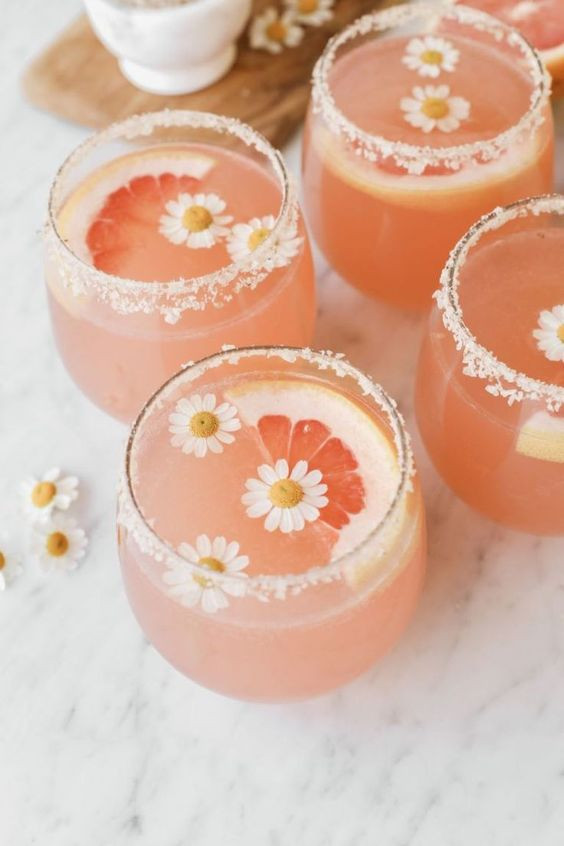 flowers in cocktails