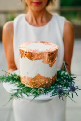 rustic copper wedding cake