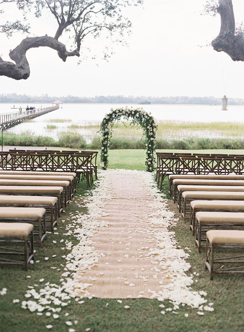 flower petals wedding aisle decor