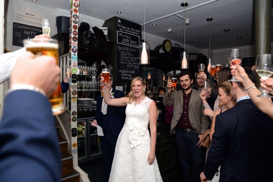 Matt and sam, hack and hop wedding, pub wedding, london wedding, london pub wedding venue