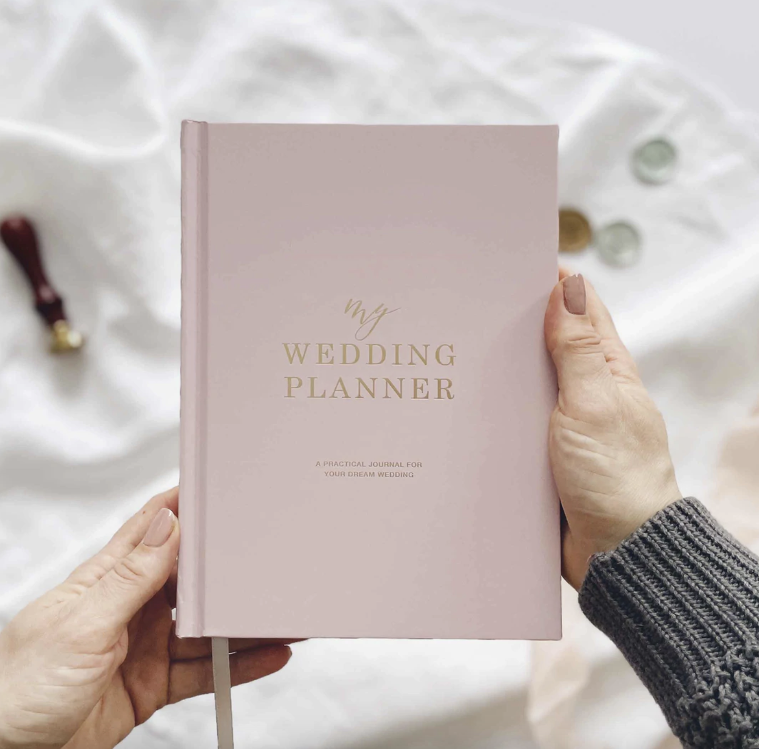 blush and gold wedding book