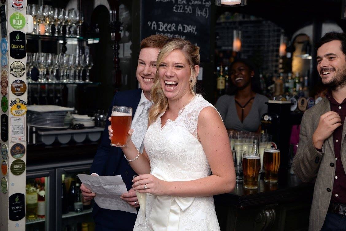 Matt and sam, hack and hop wedding, pub wedding, london wedding, london pub wedding venue