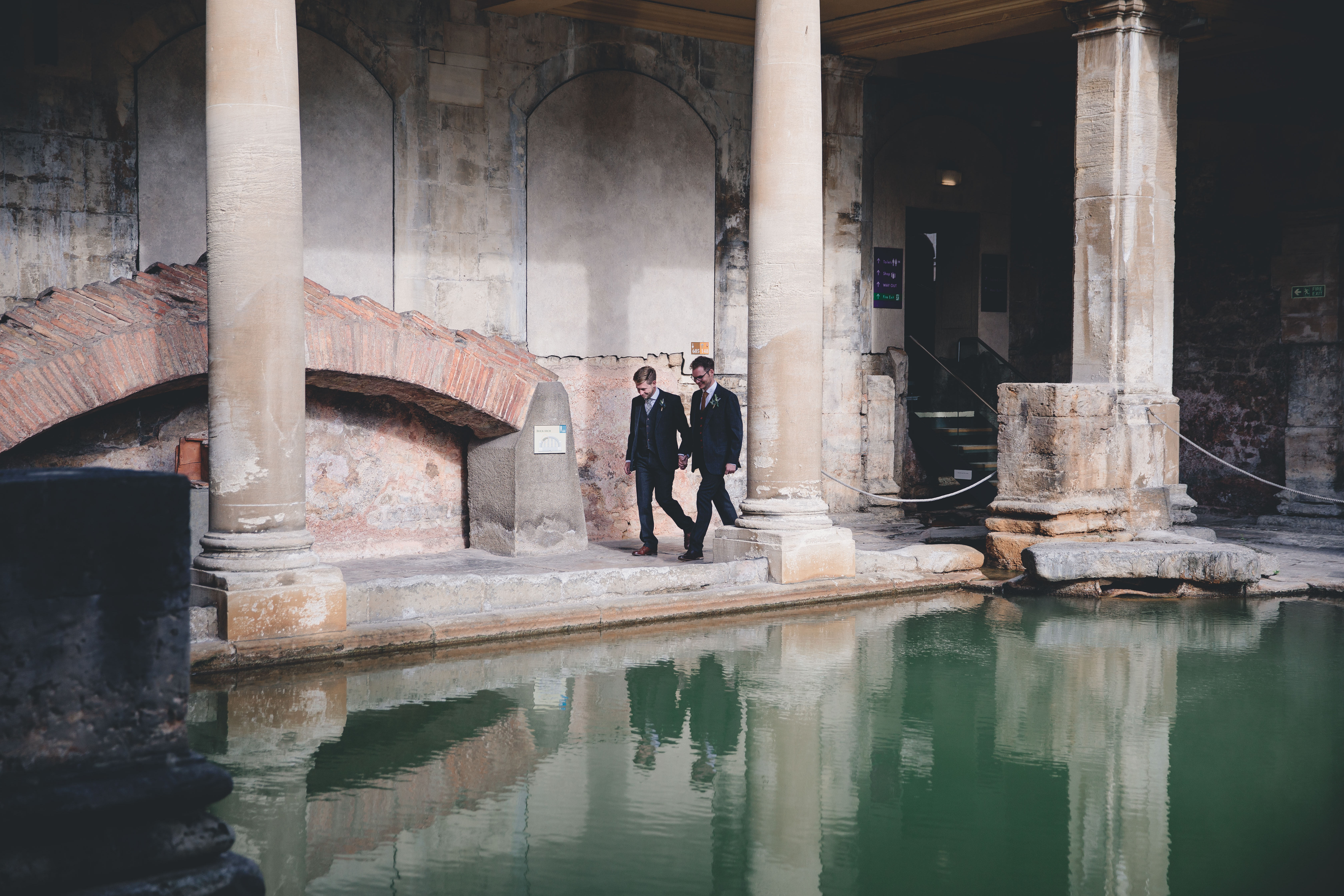 Roman baths wedding, bath wedding, sunrise wedding