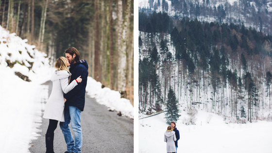 wedding, engagement photoshoot, wedding photoshoot, real wedding, swiss mountains, swiss wedding, bride, bride to be, winter wedding, winter engagement 