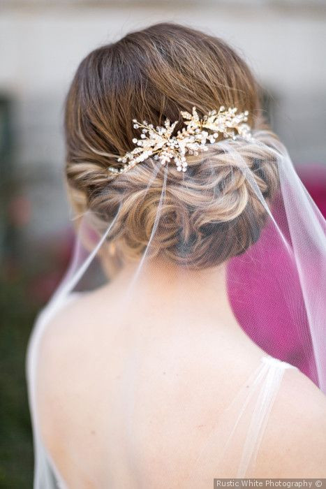 bun and a floral comb