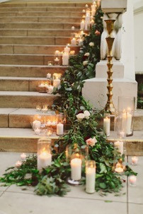 Candles on stairs