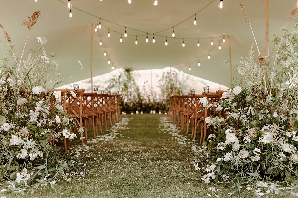 Festoon lighting wedding ceremony