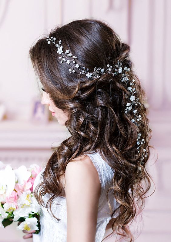 Wedding hair pieces for long clearance hair