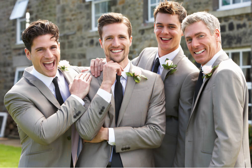 Tan store suit wedding