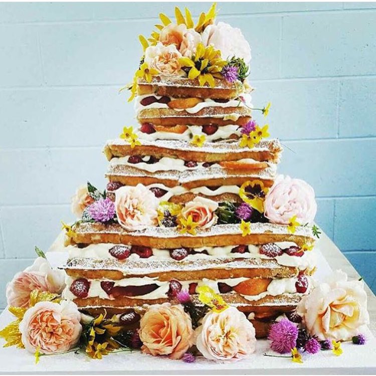 Waffle cake, stacked waffles, wedding cake alternatives, wedding cake trends, wedding cake ideas, 2017