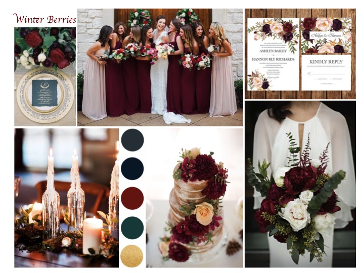 winter berries, berry wedding colours, winter wedding ideas, winter berry wedding