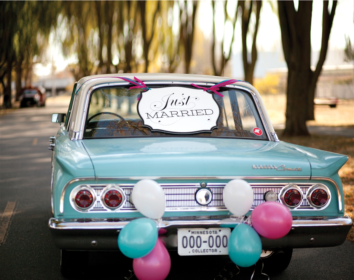 just married car